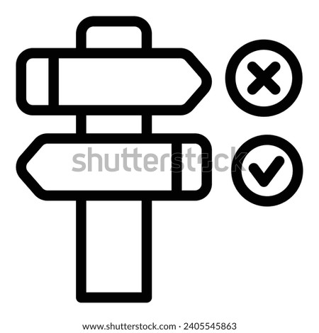 Multiple road sign icon outline vector. Making decision mind. Find the right way