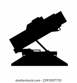 Mehrere Raketenwerfer Silhouette Symbol Vektor. Die Silhouette des Raketenwerfers kann als Symbol, Symbol oder Zeichen verwendet werden. Raketenturmsymbol, VektorVektorgrafik für die Konstruktion von Waffen, Militär, Armee oder Krieg