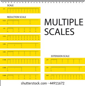 Multiple scales metric ruler vector illustration