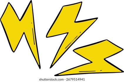 Vários raios de desenhos animados espalhados, representando energia dinâmica ou som elétrico.