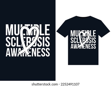 Multiple Sclerosis Awareness illustrations for print-ready T-Shirts design
