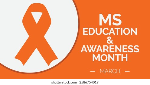 Multiple Sclerosis Awareness Month: Brain with Ribbons on Orange Background