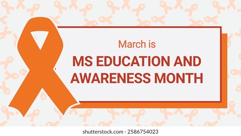 Multiple Sclerosis Awareness Month: Brain with Ribbons on Orange Background