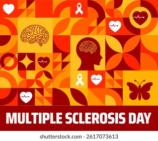 multiple sclerosis day Geometric shape pattern background banner or poster design template. observed every year in May. Holiday concept. Use to any Template, card, poster, placard, template.
