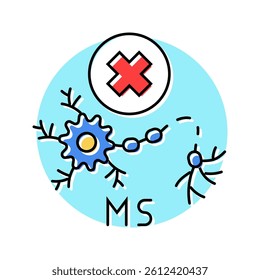 multiple sclerosis disease color icon vector. multiple sclerosis disease sign. isolated symbol illustration
