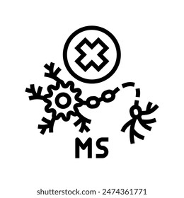 multiple sclerosis disease line icon vector. multiple sclerosis disease sign. isolated contour symbol black illustration