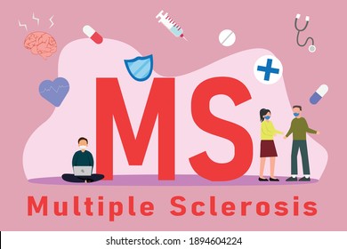 Multiple Sclerosis MS 2D flat vector concept for banner, website, illustration, landing page, flyer, etc