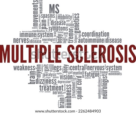 Multiple Sclerosis word cloud conceptual design isolated on white background.