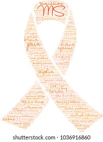 Multiple Sclerosis word cloud on a white background.