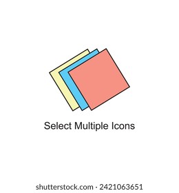  Multiple selection icon, variety choice icon, selection variation concept, multiple options, social media select various icons. stories, posts, choose, share the symbol. outline icon flat isolated
