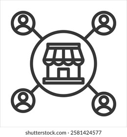 Multiple Sellers Icon Vector Illustration Outline