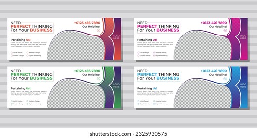 Multiple Set of Corporate Business Facebook Cover Design Layout Various Color Template with Mockup File. Modern and minimalist white background and Pink, Blue, Green, Orange and Dark shape included. 
