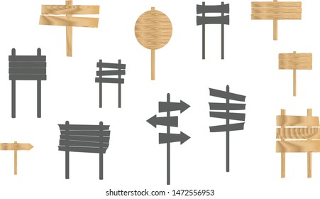 Multiple sets of wooden signs for various tasks or as templates