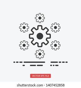 Multiple setting wheels outlined modern business vector icon