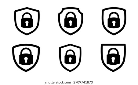 Múltiples iconos de bloqueo de escudo dispuestos en una cuadrícula, que simbolizan la seguridad en capas y la protección de varios niveles. Ideal para temas de ciberseguridad y sistemas digitales modernos.