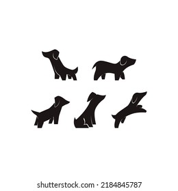 multiple silhouette cute dog vector icon illustration