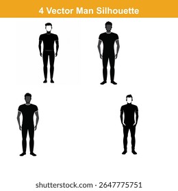 Multiple silhouettes of men posing,People Silhouettes,Vector Characters Silhouette