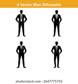 Multiple silhouettes of men posing,People Silhouettes,Vector Characters Silhouette