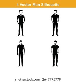 Multiple silhouettes of men posing,People Silhouettes,Vector Characters Silhouette