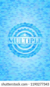 Multiple sky blue emblem with mosaic ecological style background