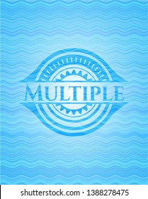 Multiple sky blue water wave style emblem. Vector Illustration. Detailed.
