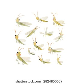 Multiple small green insects with wings