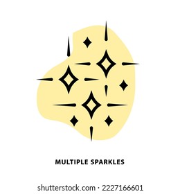 Multiple sparkles linear icon design for application or web design template. Vector line icon with blot shape background.