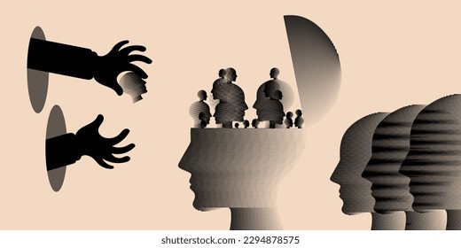 multiple and split personality disorder, mental health disorder, bipolar disease treatment concept vector illustration.