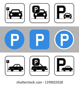 Multiple Style Car park icon set