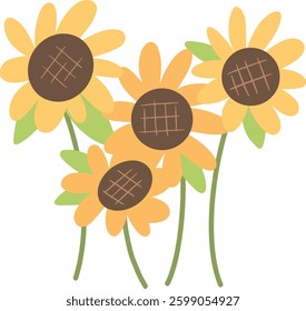Multiple Sunflowers Clip Art on Transparent Background