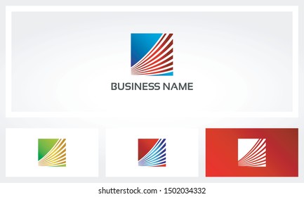 Multiple Swoosh Lines On A Square Logo