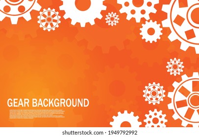 Multiple tech gear styles on an orange background EP.1.Used to decorate on message boards, advertising boards, publications and other works