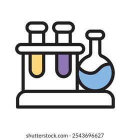 Múltiples tubos de ensayo llenos de líquidos para experimentos de laboratorio e investigación