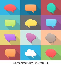 Multiple text bubble set, eps10 vector flat style, color is easy to edit