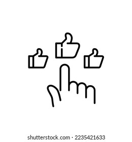 Multiple thumbs-up icon. Giving positive feedback. Pixel perfect, editable stroke icon
