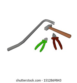 Multiple tools, illustration, vector on white background.