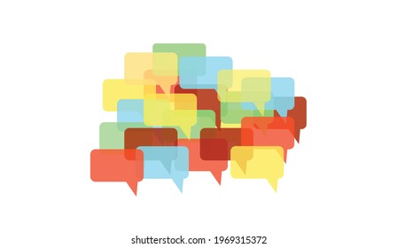 Multiple Transparent Colorful Speech Bubbles Background