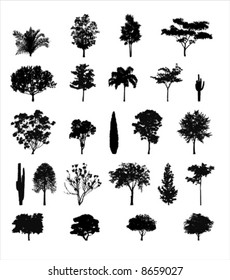 Multiple Tree Silhouettes svg