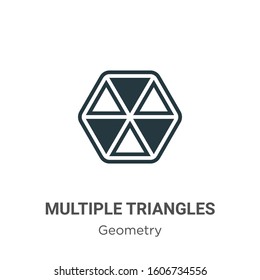 Multiple triangles inside hexagon glyph icon vector on white background. Flat vector multiple triangles inside hexagon icon symbol sign from modern geometry collection for mobile concept and web apps 