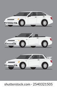 multiple type of car automobile vehicle in white color