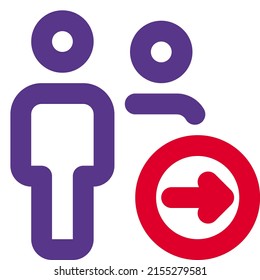 multiple user with a right direction arrow indication