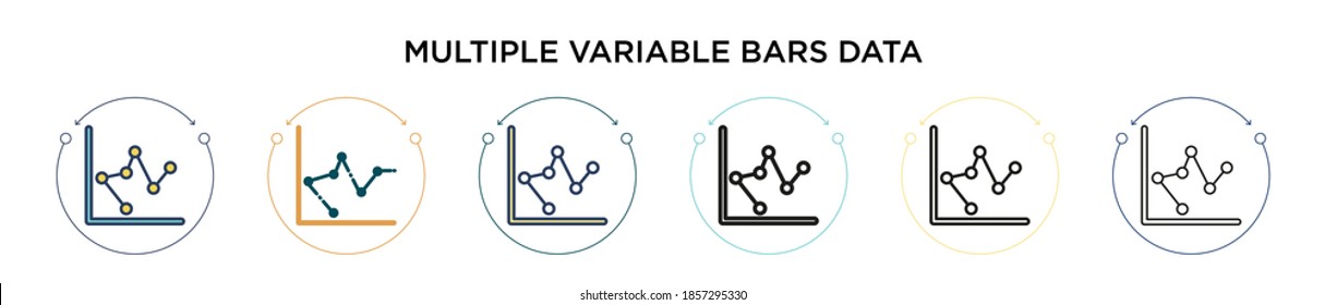 Multiple Variable Bars Data Icon In Filled, Thin Line, Outline And Stroke Style. Vector Illustration Of Two Colored And Black Multiple Variable Bars Data Vector Icons Designs Can Be Used For Mobile, 