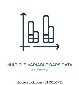 multiple variable bars data thin line icon. newspaper, vertical linear icons from user interface concept isolated outline sign. Vector illustration symbol element for web design and apps.