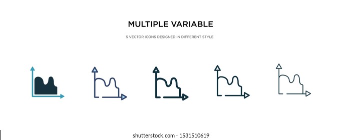 multiple variable continuous chart icon in different style vector illustration. two colored and black multiple variable continuous chart vector icons designed in filled, outline, line and stroke