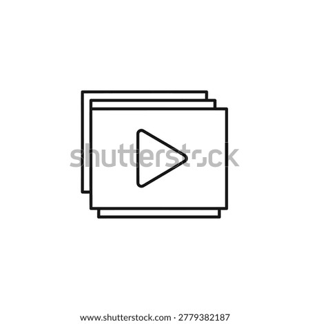 Multiple video play icon for multimedia and entertainment content.