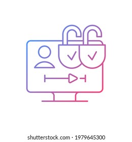Multiple viewer profiles gradient linear vector icon. Multi-device access. Sharing benefits at no additional cost. Thin line color symbols. Modern style pictogram. Vector isolated outline drawing