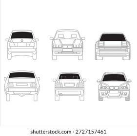 Múltiples vistas de un automóvil ilustradas desde varios ángulos que muestran su diseño y características