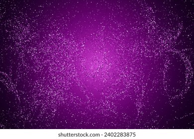 Múltiples confetti violeta sobre negro. Fondo vectorial de lujo con brillantes deslizadores estrellados. El confetti mágico curva las rayas. Patrón de flujo brillante brillante brillante, impresión de luces brillantes.