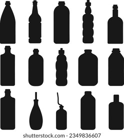 Multiple water  bottle silhouette  set 