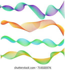 Multiple waves Abstract wavy stripes, Design elements created using the Blend Tool. Vector Creative line art. graphic sound, contour  waveform soft track, colorful smoke